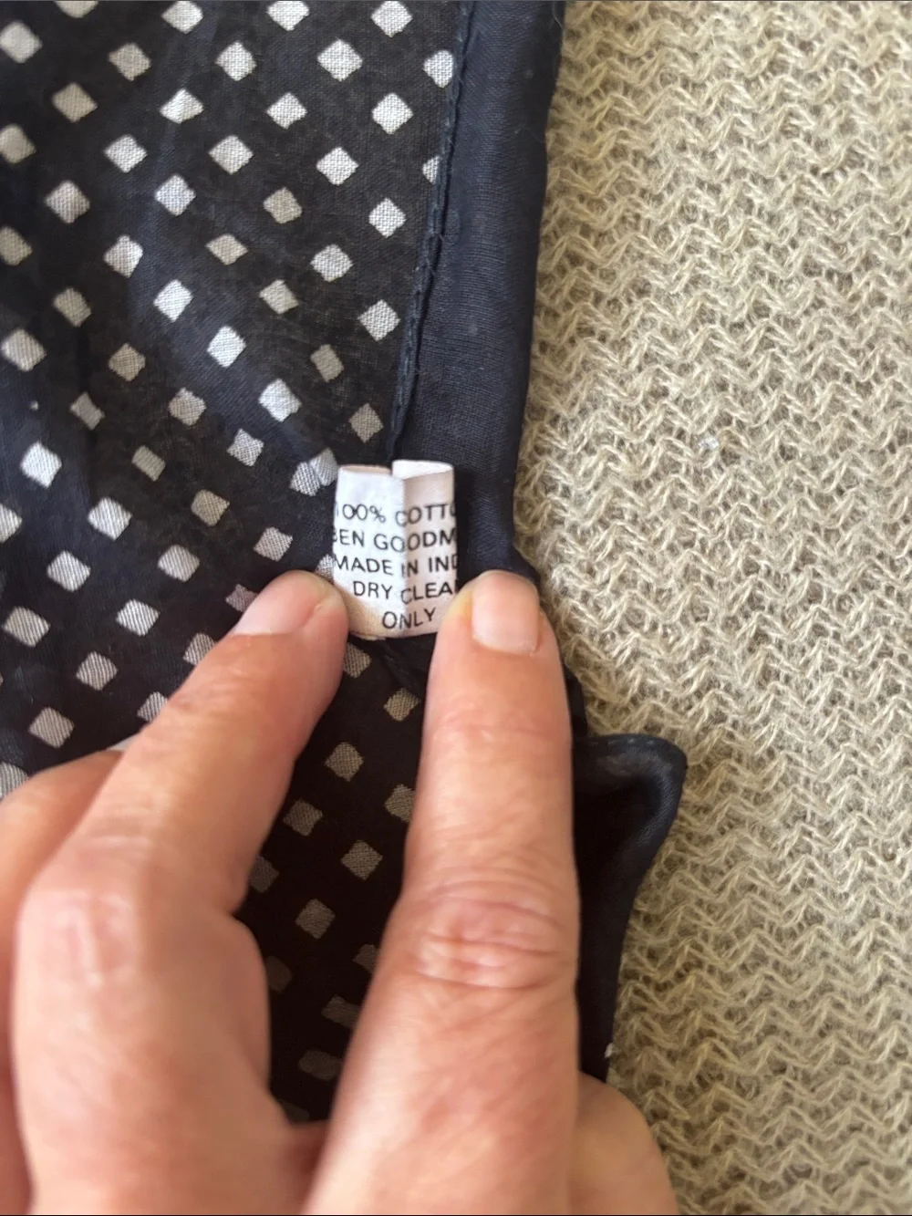 Black and White Diamond Pattern 100% Cotton Scarf 34” x 35”